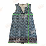 Tommy Bahama Tika Tiles Swim Dress Cover Women's M Blue Split Neck Coastal Beach Photo 6