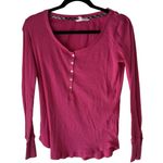Victoria's Secret Henley Shirt Y2k Fitted Medium Pink Long Sleeve Thermal Top Photo 0