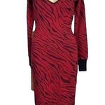Rachel Roy Womens Sweater Dress Bernadette Knit Fitted Red Tiger Animal Print XS Photo 0