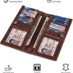  Stylish Bifold Long Slim Wallets - Real Leather RFID Blocking Security 2 ID Window Credit Card Holder for Men Women Photo 2