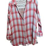 Soft Surroundings Top Womens Medium Multicolor Plaid Gauze Crinkle Blouse Photo 0