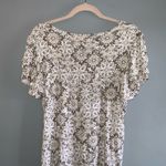 Emily Daniel’s Brown & White Print Round Neck Tie Front Short Sleeve Top Large Photo 6