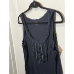 Ann Taylor  Loft Navy Blue Sleeveless Tank Top Fringe Embellishment Medium M Photo 1