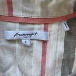 Foxcroft NYC Women’s 8 Button Front Blouse Cotton Linen 3/4 Sleeves Striped Top Photo 3