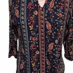 Tiffany Grey Floral Bar Blouse Petite Medium‎ Blue Size undefined Photo 0