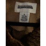 st. john's bay St. John’s Bay Faux Suede/Fur Coat Brown Midi Jacket Size1X Hooded Button Close Photo 2