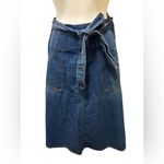 Madewell VTG Midi Denim Wrap Flare Skirt M 100% Cotton Blue Cottagecore Denim Photo 1