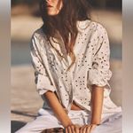 ZARA  NWT embroidered eyelet detail long sleeve button up shirt Photo 3