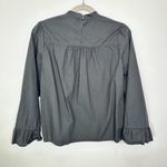 Maeve Anthropologie Black Mock Neck Ruffle Hem Poplin Cotton Blouse Size 4 Photo 1