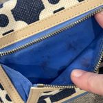 Spartina 449 Spartina Phone Wristlet Wallet Navy Orange Leather Linen Coastal Grandma Photo 4