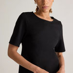 Quince Black Ultra Stretch Ponte Short Sleeve Top Size Medium NWT Casual Top Photo 0