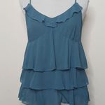 Bisou Bisou by Michele Bohbot teal ruffle spaghetti strap tank top size 8 Photo 0