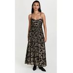 Free People  Size S Charlie Bustier Maxi Dress Black Gold Metallic Whimsigoth Photo 11