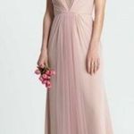 Monique Lhuillier Bridesmaids Amelia Gown Blush Pink Chiffon V Neck Tonal Lace 2 Photo 0