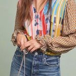 Anthropologie  Conditions Apply Retro Peasant Blouse XS Colorful Balloon Sleeve Photo 0