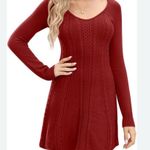 NEW Maisolly Dress Cable Knit Pullover Long Sleeve Sweater Dress M Red Size M Photo 0