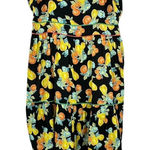 Adelyn Rae Adeyln Rae Black Fruit Floral Print Tiered Midi Dress Tie Shoulder Smocked NWT Photo 0