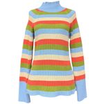 Arthur Apparel Multicolor Striped Racer Skivvy Sweater Size Medium EUC Blue Photo 4
