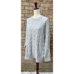 Aerie NWT Gray Unreal Cable Crew Sweater with Pearls Photo 4