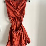 ZARA  Rust Eyelet Cutout Dress Size M Sleeveless Summer Boho Ruffle Hem Photo 5