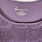 Lane Bryant  Shirt Top Lace Overlay Stretch Knit Jersey Crochet Purple 14/16 Photo 2