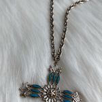 Turquoise Color Detail Pendant Necklace Silver Photo 1