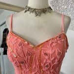 Ethereal Fairy Coquette Floral Beaded Silk Mermaid Long Formal Prom Dress Gown S Pink Photo 2