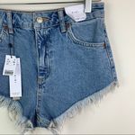 Topshop  Kiri High Waisted High Leg Denim Fringe Festival Shorts 4 NWT Photo 3