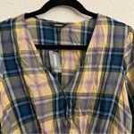 EXPRESS Plaid Surplice Peplum Top Blouse NEW Size Medium Photo 2