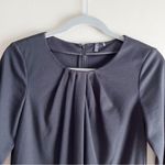 Tahari Pleated Front Long Sleeve Shift Mini Dress in Black, Size 4 Photo 1