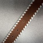 Chicos Leather Belt Small Womens White Embellished Buckle Beaded Faux Turquoise Photo 7