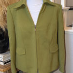 Talbots  Quilted Zip Front Jacket 12W Lime Green Lined Classic Preppy Style Photo 0