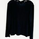 Chico's Chico’s Travelers Women Black Biltmore Crystal Embroidered V-Neck Top Size Large Photo 5