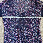 American Eagle 🦋  Outfitters Blue Floral Lightweight Short Sleeve Blouse Small Photo 5