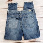 Sneak Peak Distressed Ripped Knees Denim High Rise Jeans Medium Whisker Wash Blue Size 30 Photo 2