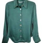& Other Stories & Other Stories Green Notched Collar Long Sleeve Shirt Photo 0