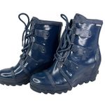 Sorel Joan of Arctic Wedge Rain Boots Waterproof Blue Glossy 9.5 Photo 8