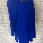 Cable & Gauge Cable & Guage women M scoopneck sweater w/decorative neckline blue Photo 2
