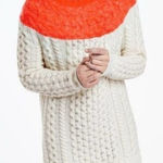 Boden Cable Knit Tunic Fisherman Sweater Orange Size 6 Photo 0