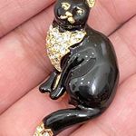 Vintage Enameled Black Cat Brooch New (Old Stock) Photo 1