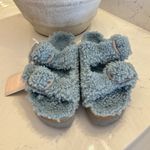 Birkenstock Arizona Big Buckle Genuine Shearling Slide Sandal in Faded Aqua Photo 2