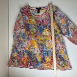 Ali Miles Mesh Tunic Top Size XL Multicolor Artsy Layered Colorful Abstract Boho Yellow Photo 9