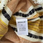 THML  Ruffle Sleeve Striped Cotton Top with Fringe Hem Size S Boho Festival Style Photo 6