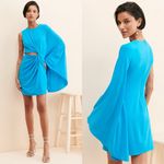 Halston Heritage Halston Daniela Jersey Side Twist Cutout Dress in Azure Blue, NWT, Size 16 Photo 1