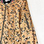 Lavender Brown  Leopard Bomber Jacket Size Medium Full Zip Lined Pockets Photo 2