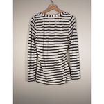 Boden Striped Long Sleeve Scoop Neck Casual Top Cream Navy Blue Women's Size 4 Black Photo 3