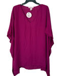 CARAMELA  Large Oversized Plum Semi Sheer V Neck Blouse‎ NWT Photo 0