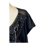Alice + Olivia  Black Beaded‎ Jeweled Scoop Neck Short Sleeve Mini Dress Size S Photo 6