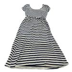 Gilli Dress Womens Small Navy White Striped Short Sleeve Belted Midi Length USA Blue Photo 1