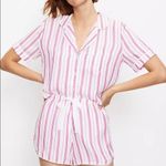 Loft  Pink Flare Striped Pajama Set Small Shorts/ Medium Shirt NEW Photo 1